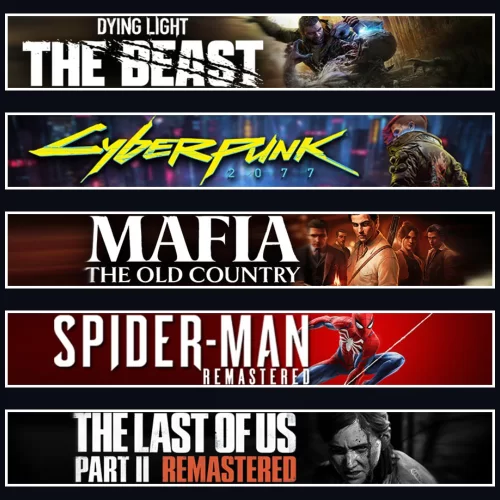 Beast +Cyberpunk +Mafia +Spider 1 +TLOU2